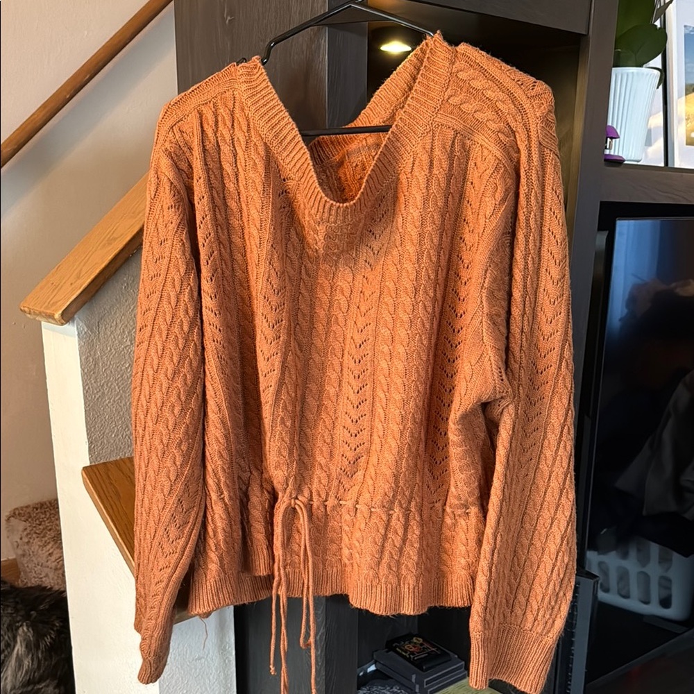 Cozy Rust Cable Knit Sweater